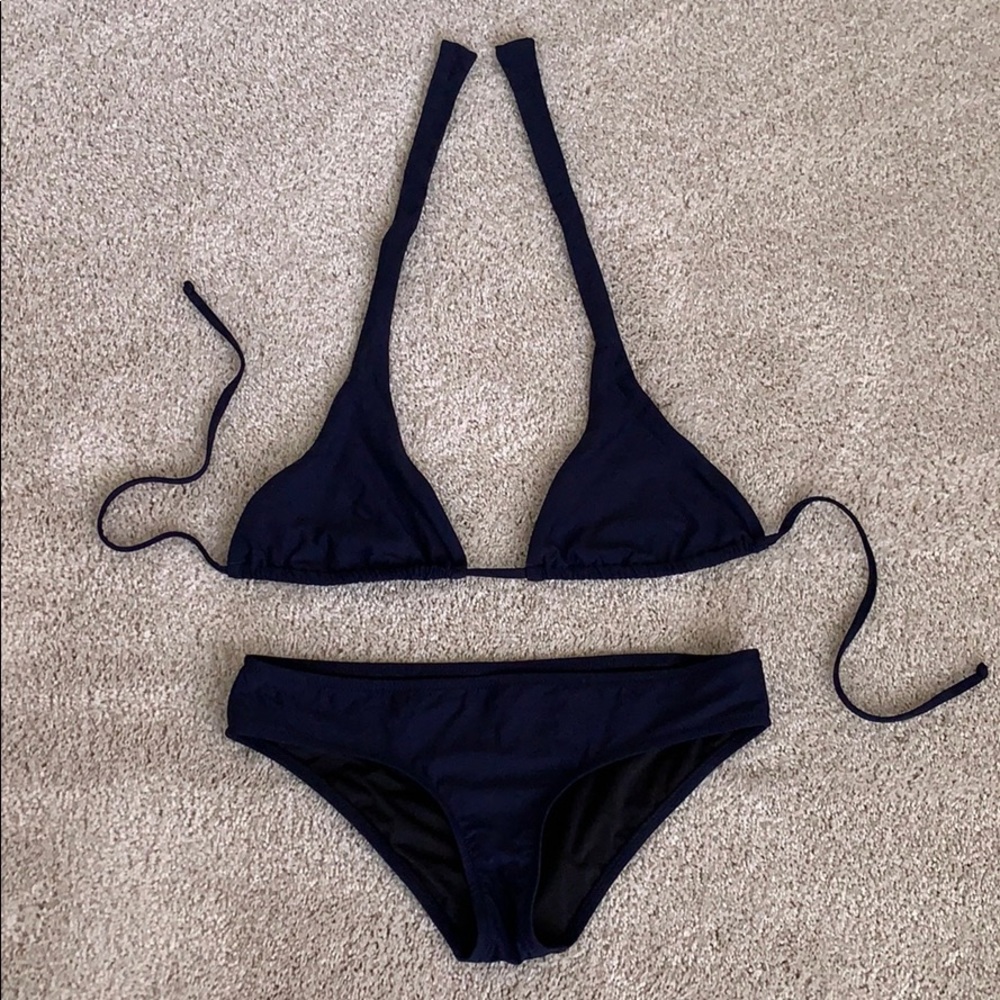J. Crew navy bikini. Top Large, bottom Medium